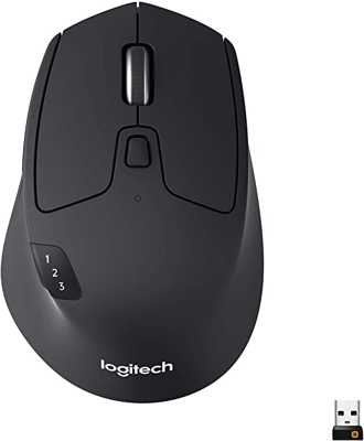 Mouse sem fio Logitech M720 Triathlon com Tecnologia FLOW, USB Unifying ou Bluetooth para até 3 dispositivos e Pilha Inclusa