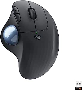 Mouse sem fio Logitech Trackball ERGO M575 com Controle Fácil do Polegar, Rastreamento Preciso e Suave, Design Ergonômico e Confortável, Conexão Bluetooth e USB - Compatível com Windows e Mac.