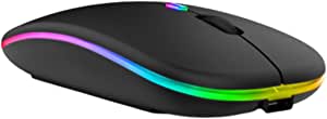 Mouse Sem Fio Recarregável Wireless Led Rgb Ergonômico (Preto)