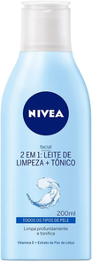 NIVEA Loção 2 em 1 200ml - Leite de Limpeza e Tônico - Remove as impurezas, inclusive resíduos de maquiagem e poluição, tonifica profundamente e deixa a pele mais saudável