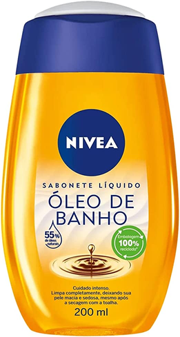 NIVEA Sabonete Líquido Óleo de Banho 200ml - Com 55% de óleos naturais, produz espuma cremosa e proporciona hidratação intensa, maciez e cuidado único com a pele