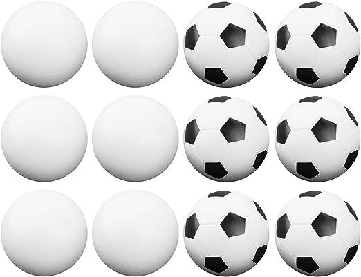 Pacote com 12 bolas de pebolim mistas – para mesas de pebolim padrão e bolas de futebol clássicas de mesa (6 futebol preto e branco) (6 branco liso) da Brybelly