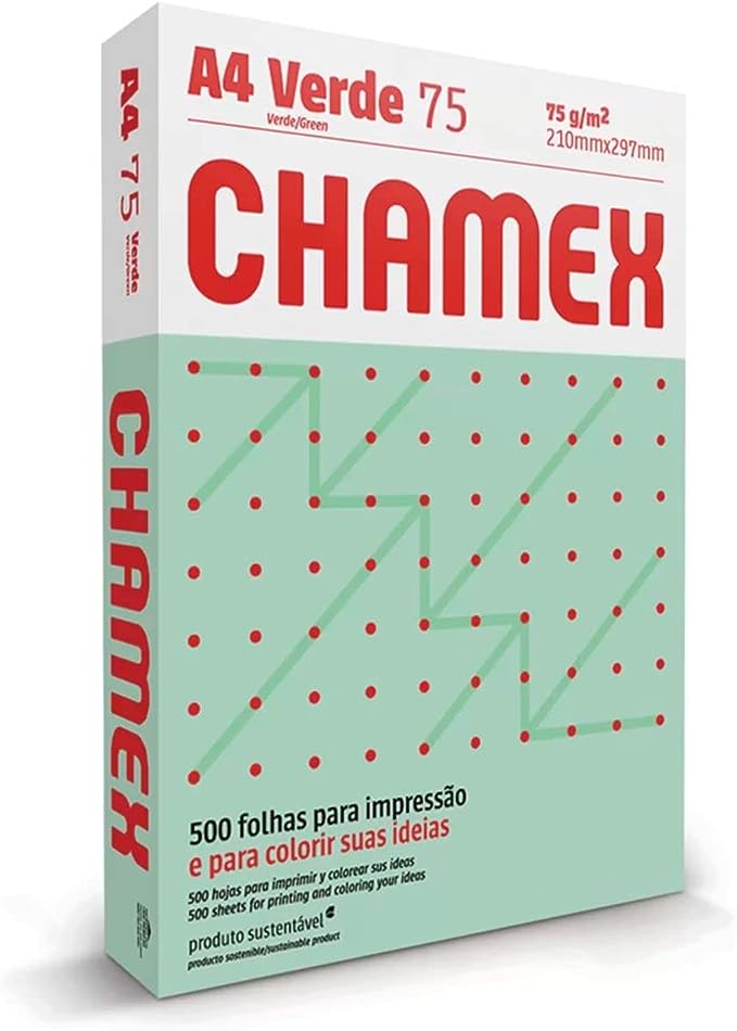 Papel Chamex A4 75g Colors 500 Folhas Verde