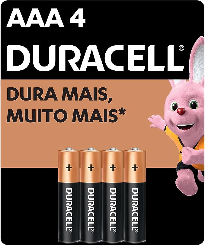 Pilha Alcalina AAA Palito DURACELL com 4 unidades