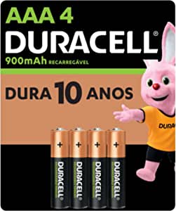 Pilha Recarregável AAA Palito DURACELL Com 4 Unidades