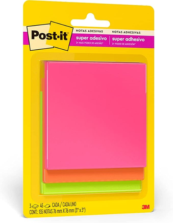 Post-It, 3M, Blocos de Notas Adesivas, Cascata, 76 mm x 76 mm, 135 folhas