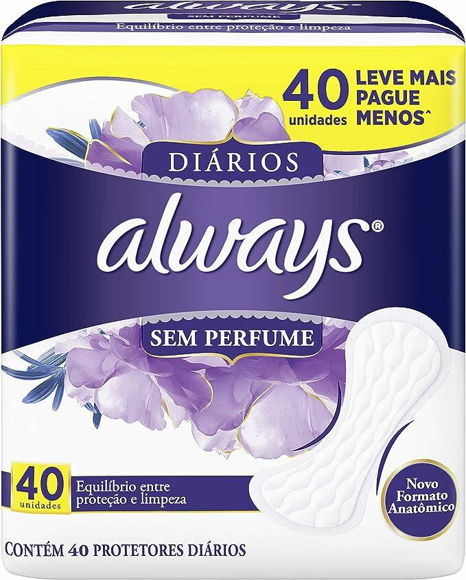 Protetores Diários Always Sem Perfume 40 Unidades