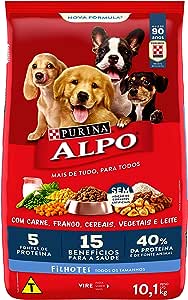 Purina Alpo NESTLÉ Ração Seca para Cães Filhotes Receitas Caseiras Carne, Leite e Cereais 10,1kg