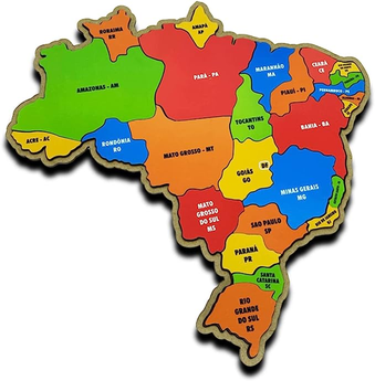 Quebra Cabeça Mapa Do Brasil Regiões Em Madeira Infantil