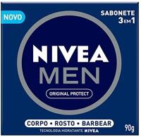 NIVEA MEN Sabonete em Barra Original Protect 3 em 1 90g - Ideal para o corpo, rosto e barba, previne irritações, com Aloe Vera e vitamina E, limpeza suave, pele hidratada e macia