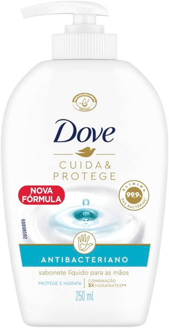 Sabonete Líquido Para as Mãos Dove Antibacteriano Cuida & Protege Elimina até 99,9% das Bactérias 250ml