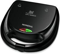 Sanduicheira Mondial, Fast Grill & Sandwich, 127V, Preto, 750W - S-12