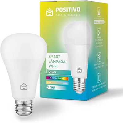 Smart Lâmpada Wi-Fi RGB+ Positivo Casa Inteligente, Cores Mais Vibrantes (RGB até 16 milhões de combinações), Branco Quente e Frio, 1100 Lúmens, LED 10W, Bivolt Compatível c/Alexa e Google Assistente