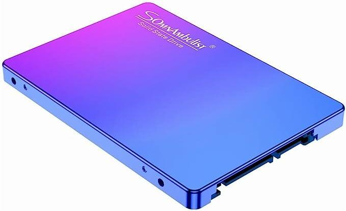 Somnambulist SSD 2TB SATA III 6GB/S Interno Disco sólido 2,5”7mm 3D NAND Chip Up To 520 Mb/s （Azul Roxo-2TB)