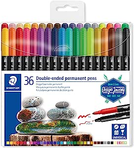 STAEDTLER Caneta Permanente, Dua Ponta Dupla, Estojo 36 cores, 3187 TB36 02, Multicolorido, pack of 36