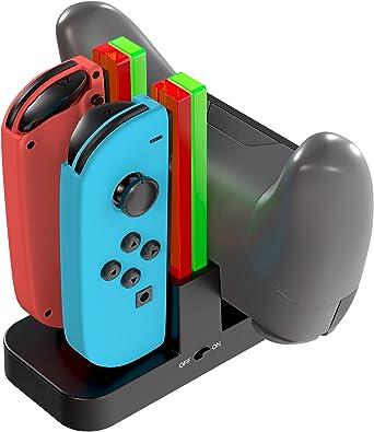 TALK WORKS Charging Dock for Nintendo Switch Joy-Cons & Pro Controller - Charger Base Remote Accessory LED Docking Station Compatible w/Switch OLED