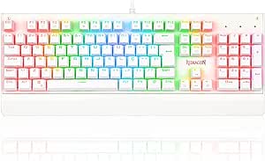 Teclado Mecânico Gamer Redragon Kala Branco RGB ABNT2 Switch DIY Outemu Red - K557W-RGB (RED), UNICO