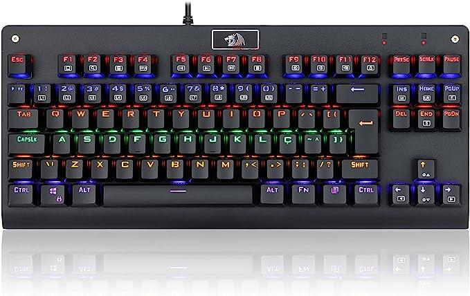 Teclado Mecânico Redragon Dark Avenger Preto Iluminação Rainbow Switch Marrom K568R