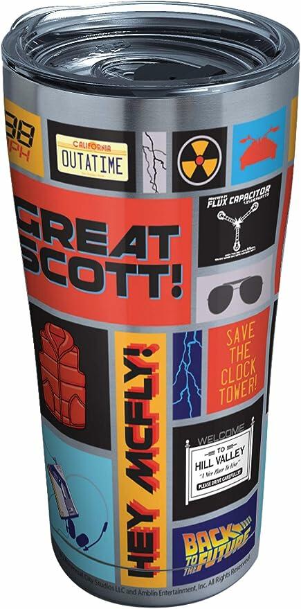 Tervis O copo isolado de volta para o futuro mantém as bebidas frias e quentes, 590 ml - aço inoxidável, padrão