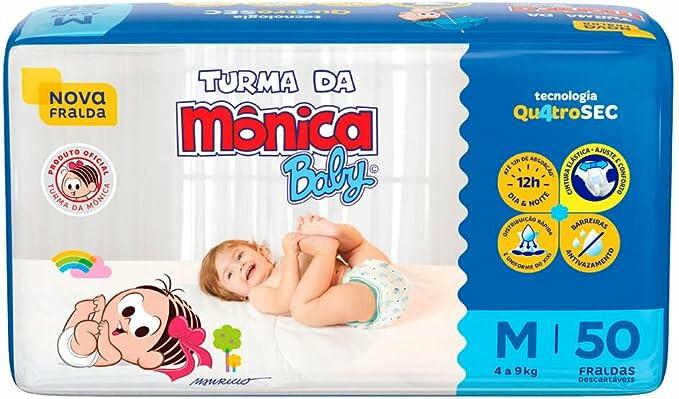 Turma da Mônica Baby - Fralda, Tamanho M, 50 Unidades