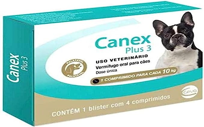 Vermífugo Canex Plus 3 Ceva com 4 Comprimidos Ceva para Cães