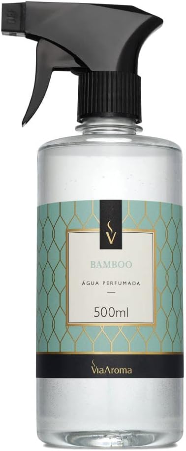 Via Aroma, Agua Perfumada Para Roupas 500 ml Antimofo Aromatizado Bamboo, Cor Verde