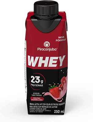 Whey Zero Lactose Sabor Frutas Vermelhas Piracanjuba 23g de proteína 250ml