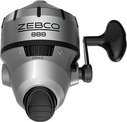 Zebco Carretilha de pesca 888 Spincast, carretilha tamanho 80, recuperador de mão direita ou esquerda, pré-enrolado com linha de pesca Zebco de 11,3 kg, capa frontal de aço inoxidável, prata