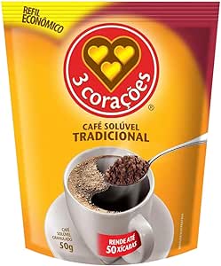 3 Corações Café Solúvel Tradicional Sachê 50G Refil