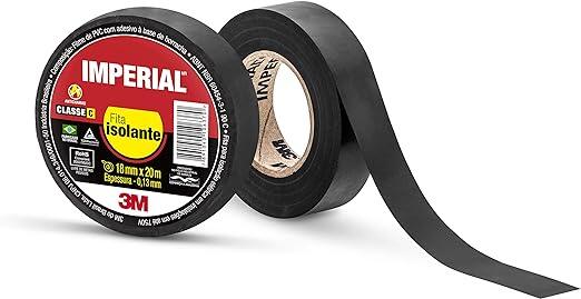 3M, Fita Isolante Imperial Slim, 18mm X 20m, Preta