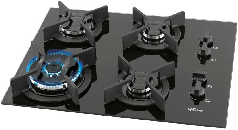 Fischer TC Infinity - Cooktop 4 Bocas, Gás Mesa, Vidro, Bivolt, Preto