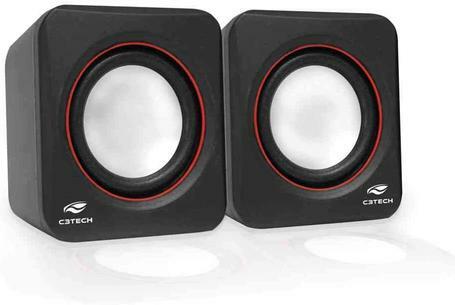 C3Tech Caixa de som SP-301BK Preto - Sistema de audio 2.0 P2 Com Blindagem Eletromagnética alimentacao via porta USB