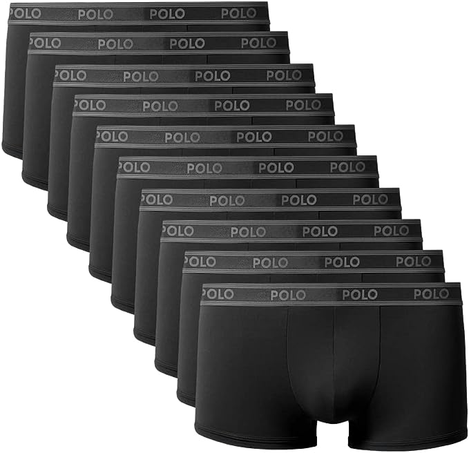 Kit com 10 Cuecas Boxer Sport Preta - Polo Match