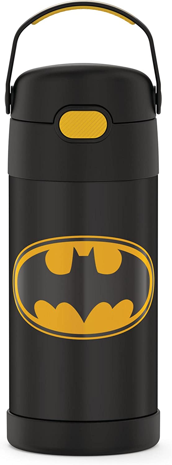 THERMOS Garrafa de palha infantil com isolamento a vácuo de aço inoxidável FUNTAINER, Batman