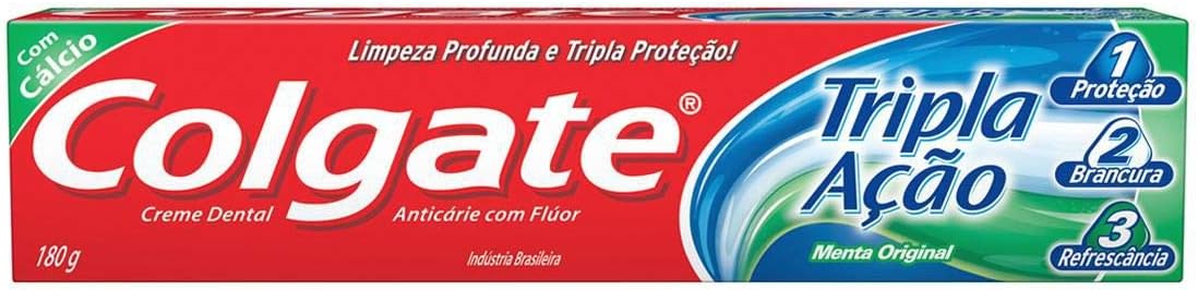 Creme Dental Colgate Tripla Ação Menta Original 180g Promo Tamanho Família 180g