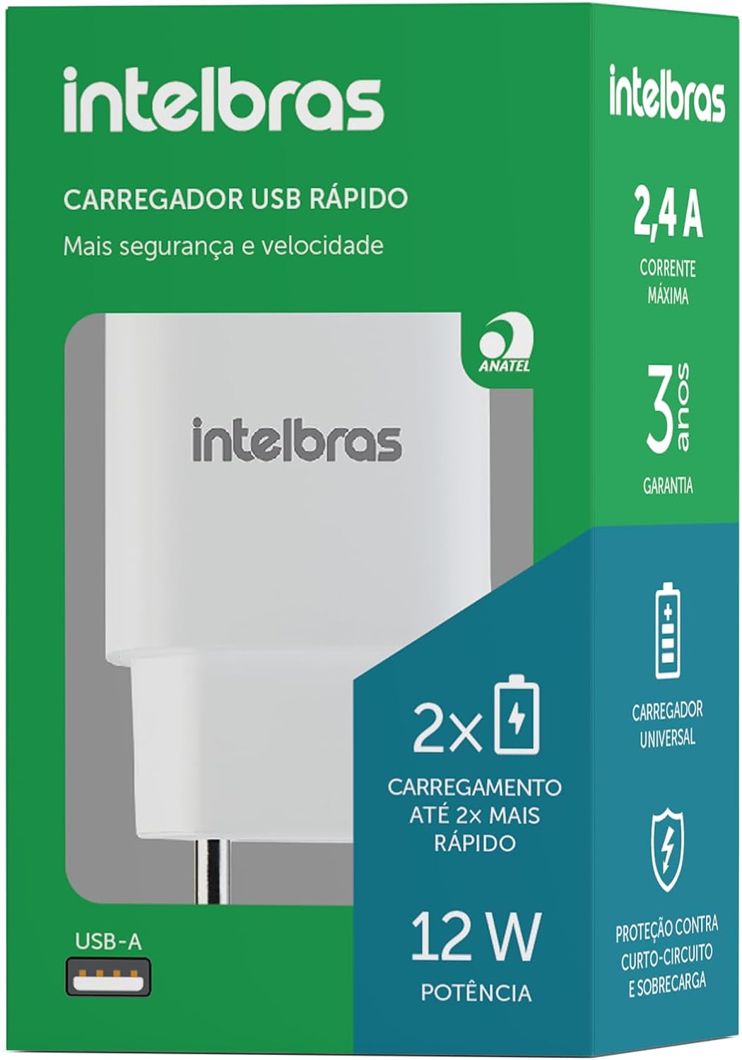 Fonte Carregador USB EC 1 Fast Branco Intelbras