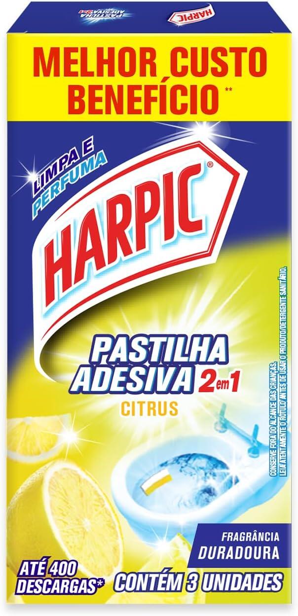 Pastilha Adesiva Sanitária Harpic Citrus com 3 unidades