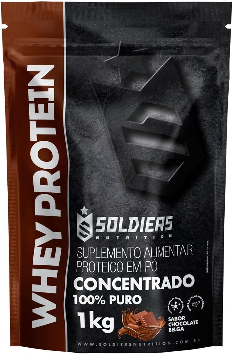 Whey Protein Concentrado 1kg - Chocolate Belga - Importado - Soldiers Nutrition