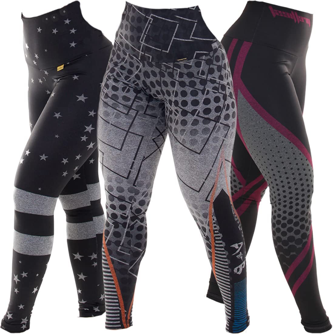 Kit com 3 Calças Legging Mescla Sublimadas