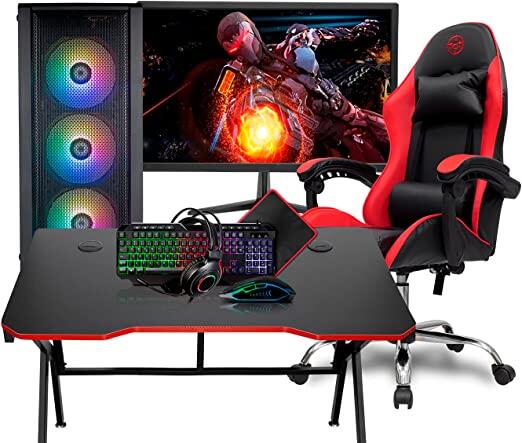 PC Gamer Completo Mancer, AMD Ryzen 5 4600G, 8GB DDR4, SSD 240GB, Cadeira gamer, Mesa gamer + WI-FI