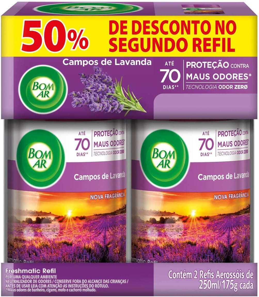 Aromatizador Bom Ar Spray Automático Freshmatic Refil na 2ª Unidade Campos de Lavanda