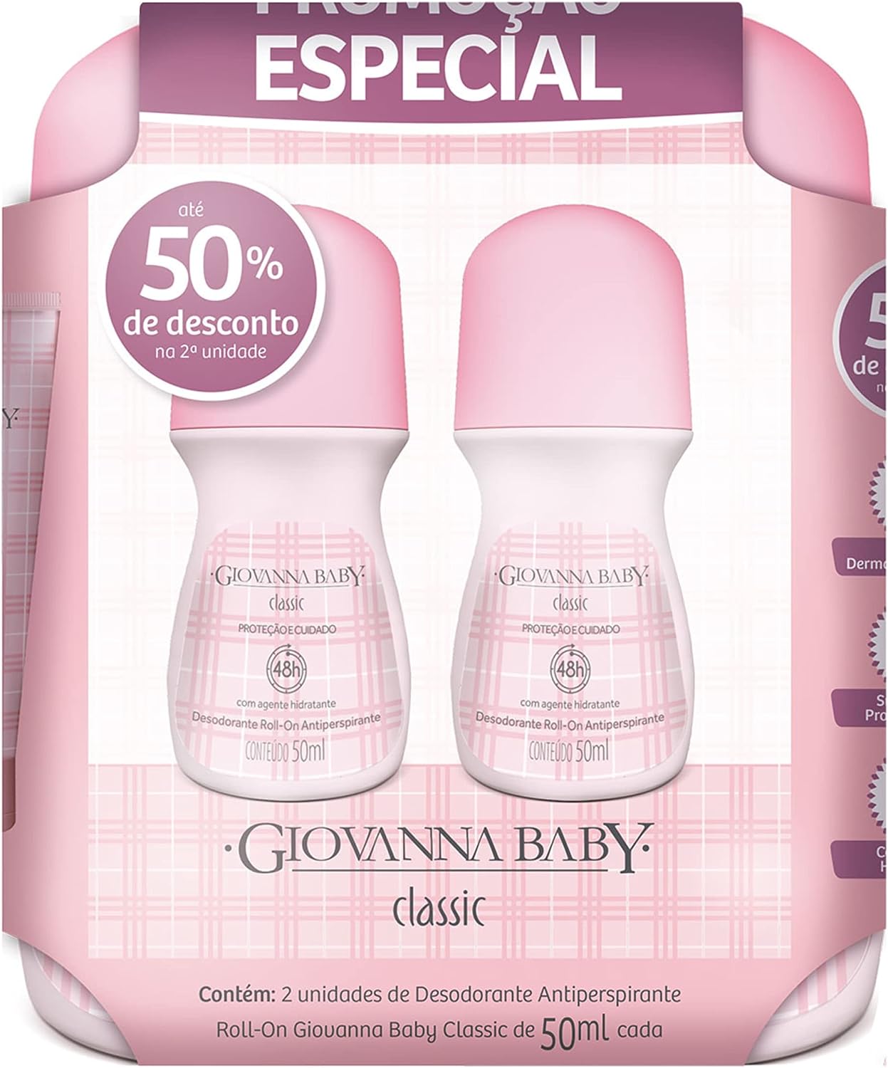 Desodorante Roll-On Classic, 50 Ml, 2 Unidades, Giovanna Baby