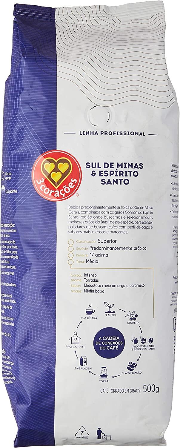 3 Corações Café Especial em Grãos Torrado Rituais - Pacote de 500g