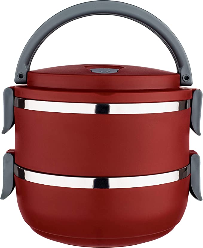 Marmita dupla Lunch Box Vermelha, LB1234-VM, Euro Home