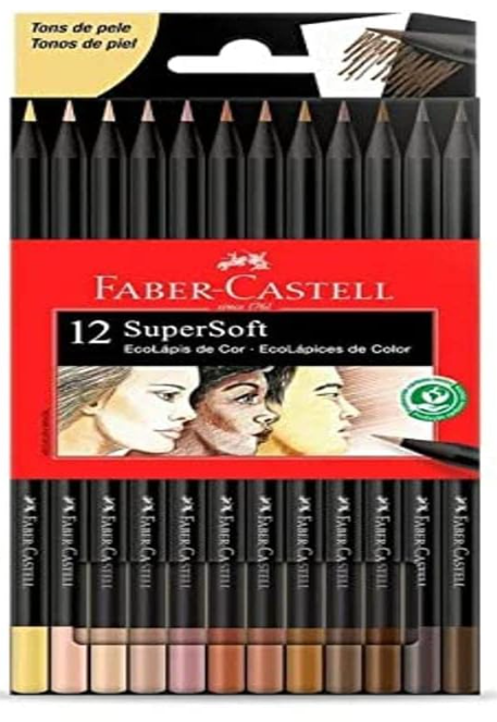 Lápis De Cor, Faber-Castell, Redondo, Supersoft, 12 Cores, Tons Pele, Multicor, 120715SOFTCQ