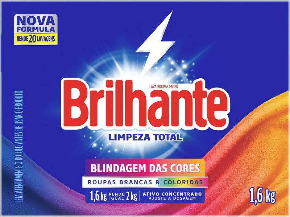 Sabão em Pó Brilhante Limpeza Total Blindagem das - Cores Original 1,6kg