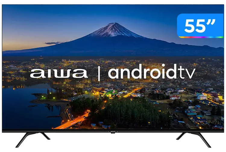 Smart TV 55” 4K Ultra HD D-LED Aiwa IPS Android - Wi-Fi Bluetooth Google Assistente 4 HDMI 2 USB