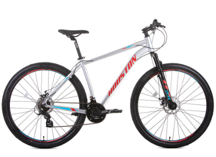 Bicicleta Aro 29 Houston Mercury HT 21 Marchas, Quadro Alumínio, Freio à Disco e Suspensão Dianteira - Prata