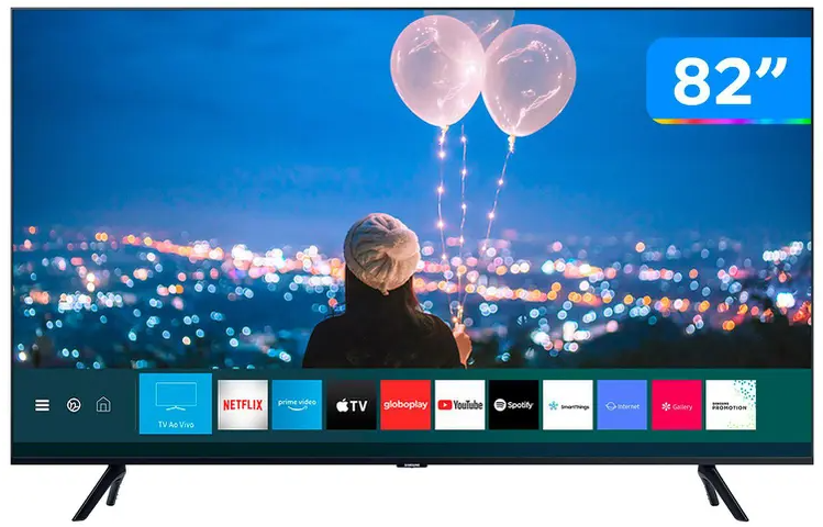 Smart TV 4K LED 82” Samsung UN82TU8000GXZD - Wi-Fi e Bluetooth HDR 3 HDMI 2 USB