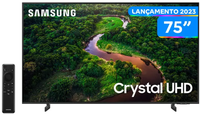 Smart TV 75” UHD 4K LED Crystal Samsung 75CU8000 - Wi-Fi Bluetooth Alexa 3 HDMI